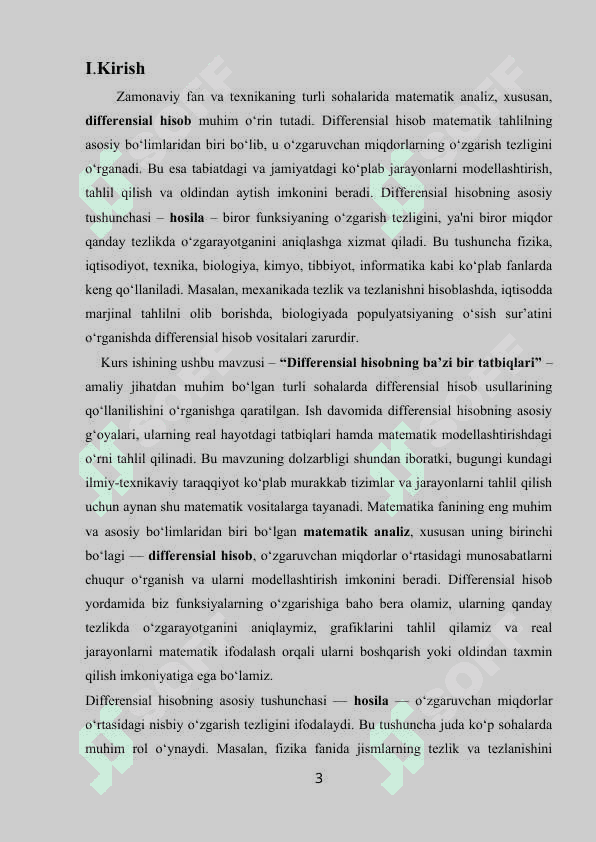 Differensial hisobning ba'zi bir tatbiqlari 3