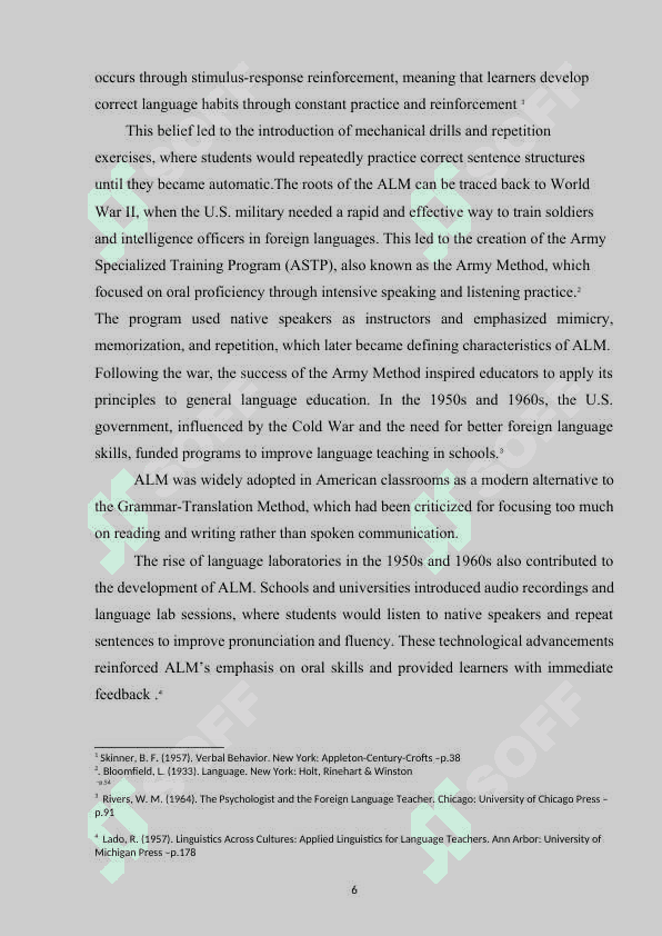 THE AUDIO-LINGUAL METHOD (AUDIOLINGUALISM) IN TEACHING COMMUNICATIVE SKILLS 6