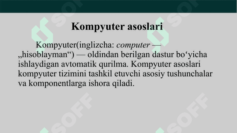 Dasturlashga kirish, dasturlashning asosiy tushunchalari 3