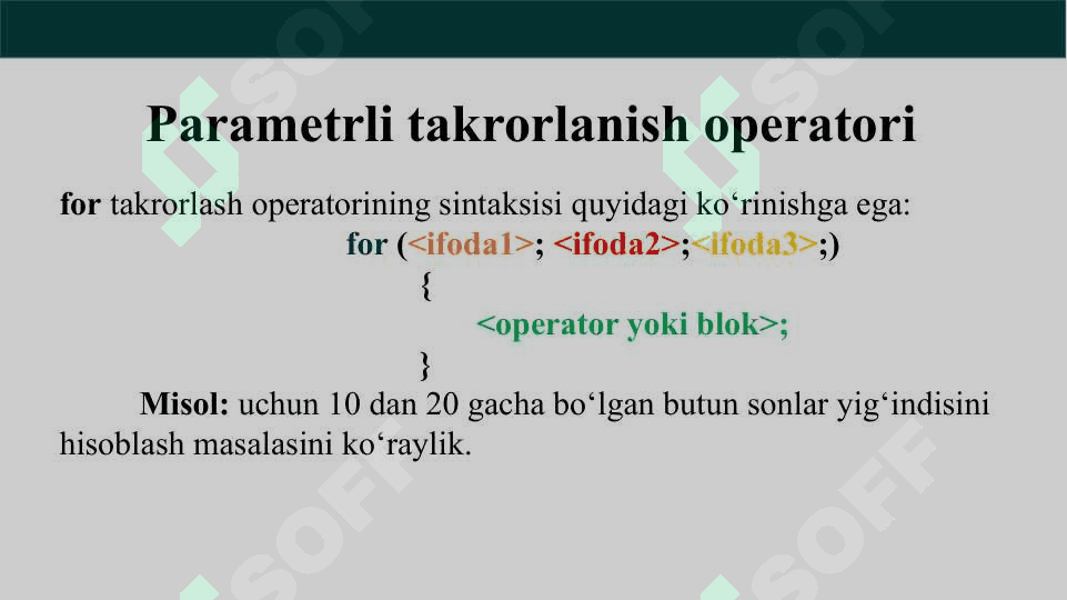 Takrorlanish operatorlari 6