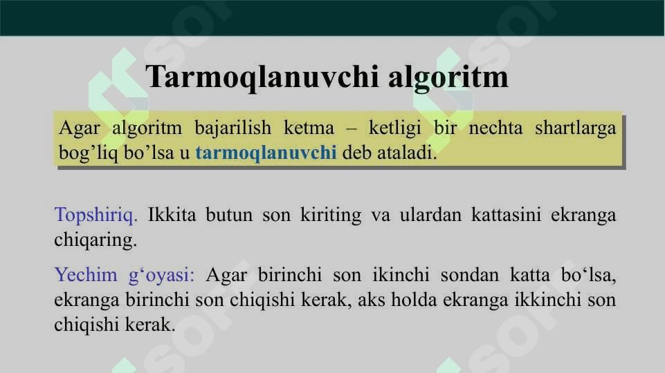 Tarmoqlanish va uzilishlarni tashkil etish operatorlari 3
