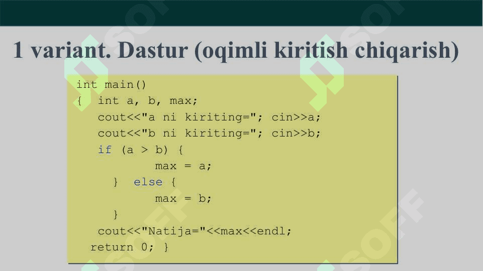 Tarmoqlanish va uzilishlarni tashkil etish operatorlari 7