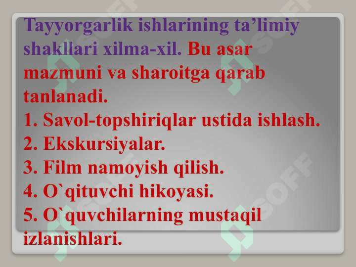 Boshlang`ich sinflarda o`qish savodxonligida badiiy asarni tahlil qilish.  Boshlang`ich sinflarda badiiy asar ustida ishlash 8