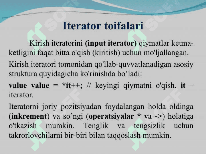 Standart algoritmlar va iteratorlar 5