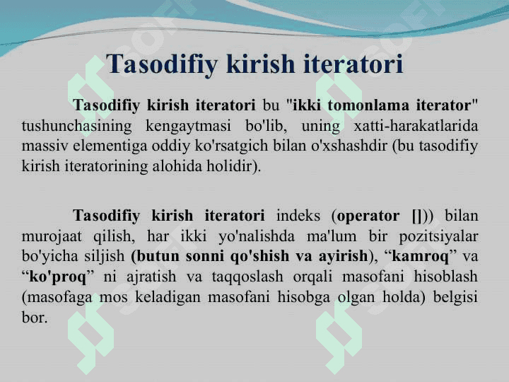 Standart algoritmlar va iteratorlar 8