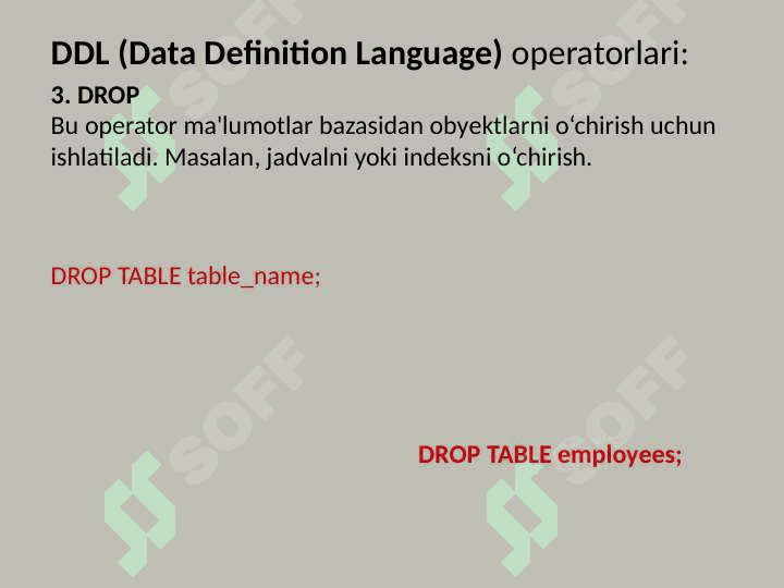 SQLning DDL operatorlari 7