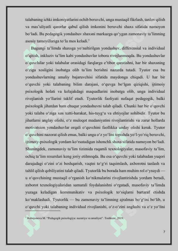 PEDAGOGNING TYUTORLIK FAOLIYATI 7