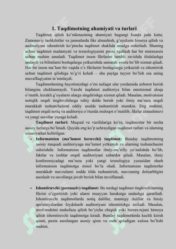 Taqdimot tayyorlash va taqdim etish usullari 3