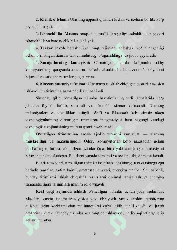 Ōrnatlgan tizmlarda wifi va Bluetoohh 6
