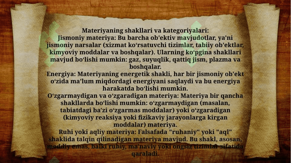 Voqelik (reallik) tushunchasi. Materiya kategoriyasi haqida ma`lumot (TAQDIMOT) 8