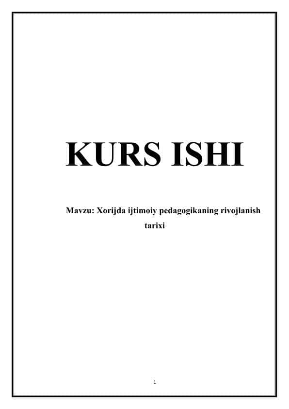 Xorijda ijtimoiy pedagogikaning rivojlanish tarixi