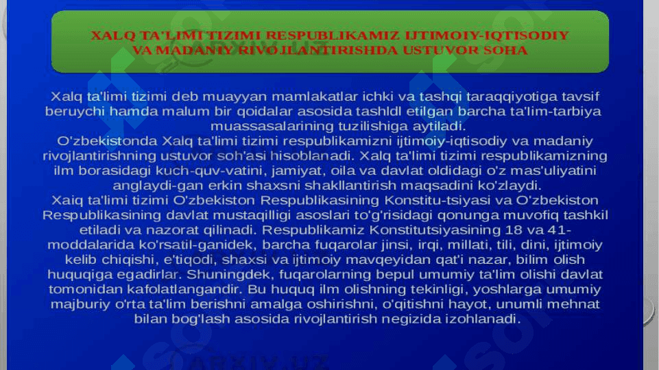 O`zbekiston respublikasi ta`lim tizimi 2