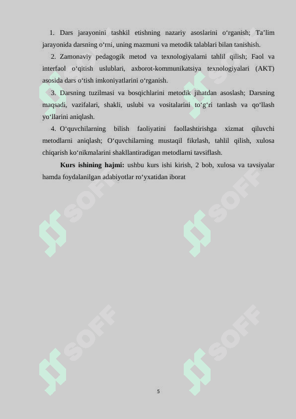 Dars jarayonini tashkil etish metodikasi 5