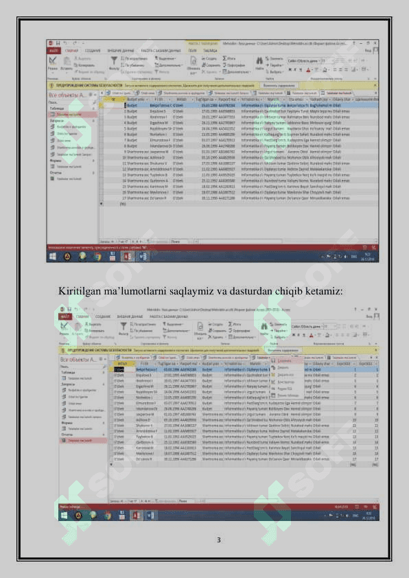 MS ACCESS da JADVALLAR YARATISH 3