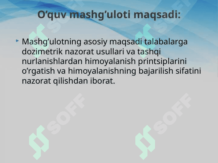 DOZIMETRIK VA RADIOMETRIK NAZORAT O’LCHASH USULLARI 2