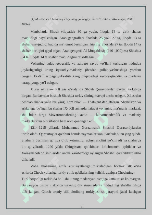 Muhammad Solihning Tarixi Jadidayi Toshkand asari. 5