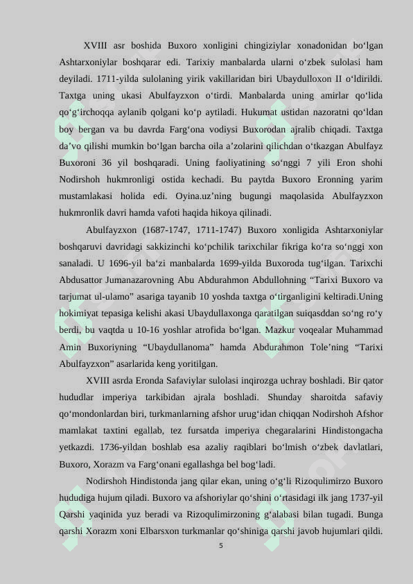 TARIXI ABULFAYZXON ASARINING ASHTARXONIYLAR DAVRI BUXORO TARIXINI 4