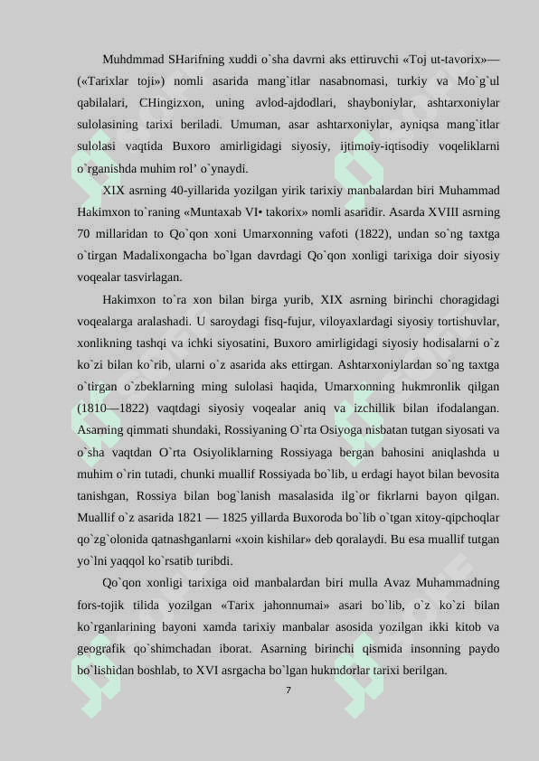 Tarixiy o‘lkashunoslikning shakllanishida mahalliy tarixchilarning o‘rni 7