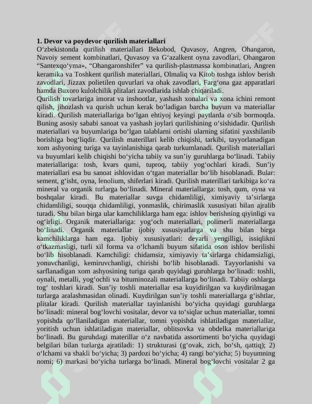 Qurilish materiallari. 2