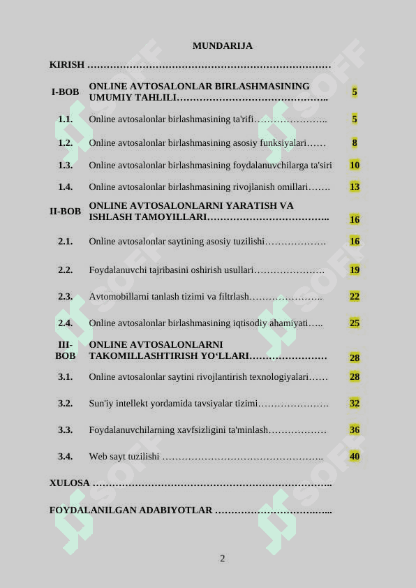 ONLINE AVTOSALONLAR BIRLASHMASI WEB SAYTINI YARATISH 2