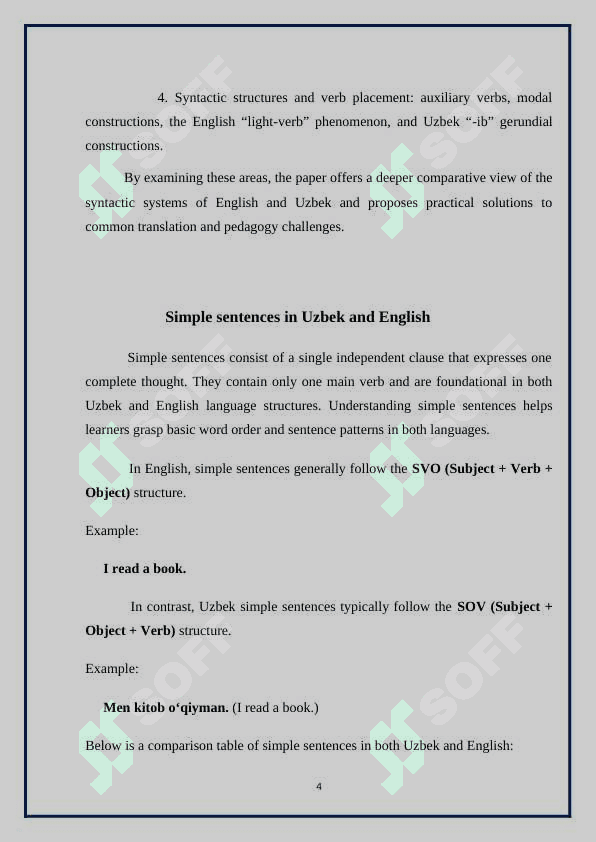 Comparative Typology Sentence in English and Uzbek 4