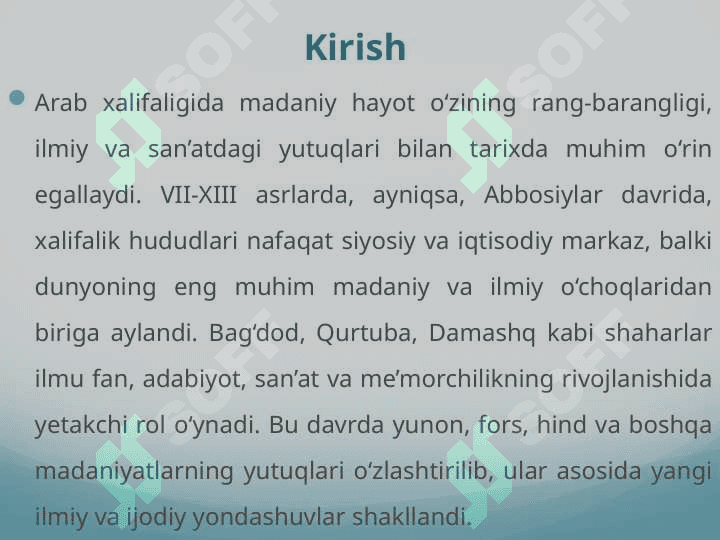Arab xalifaligida madaniy hayot 3