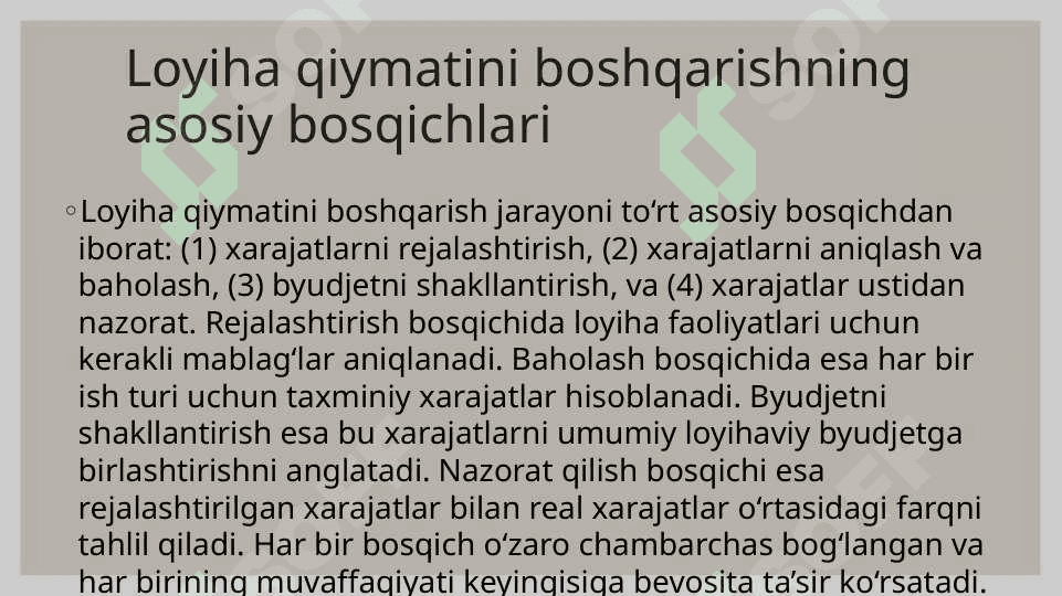 Loyiha qiymatini boshqarish 3