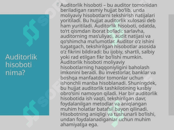 Auditorlik hisoboti va uning tarkibi 3