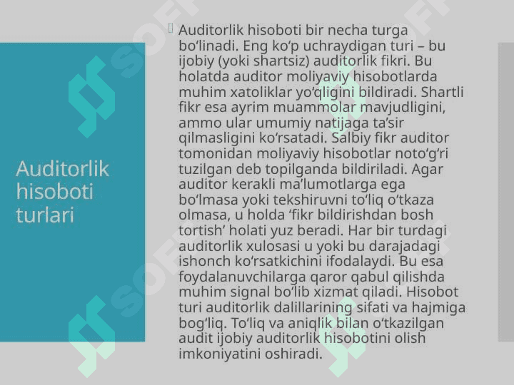 Auditorlik hisoboti va uning tarkibi 4