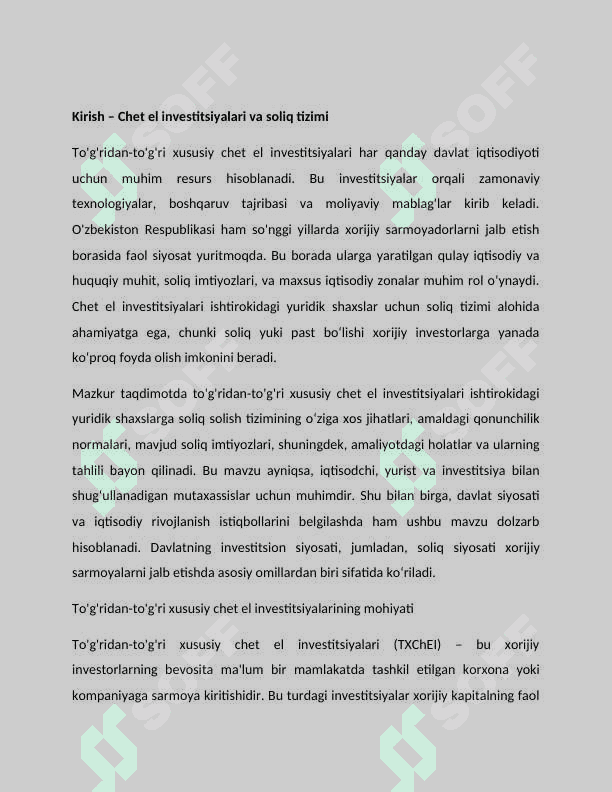 To'g'ridan-to'g'ri xususiy chet el investitsiyalari ishtirokidagi yuridik shaxslarga soliq solishning o'ziga xos xususiyatlari 3