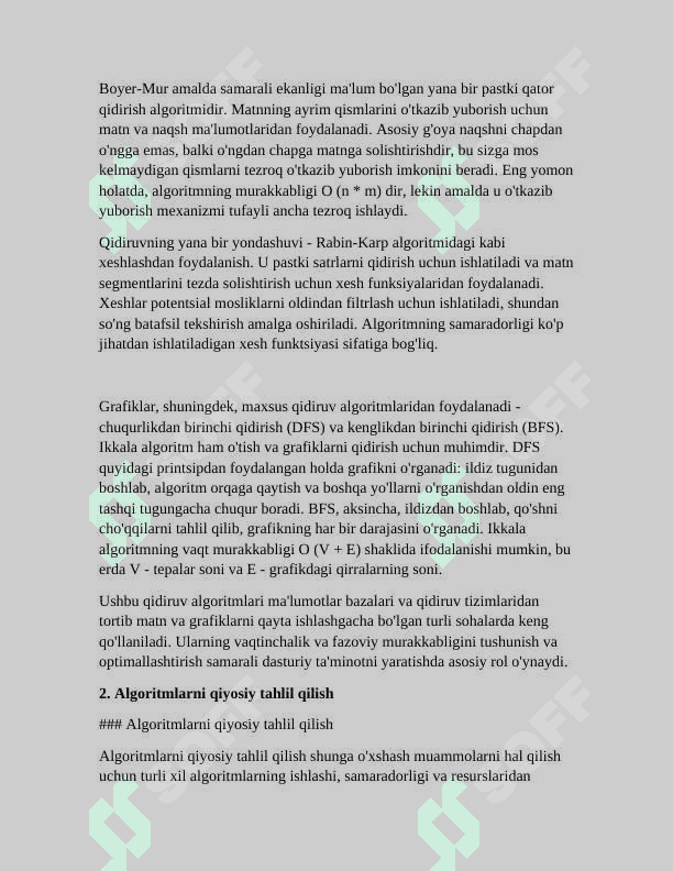 QIDIRISH ALGARITMLARINI QIYOSI TAHLILI 4