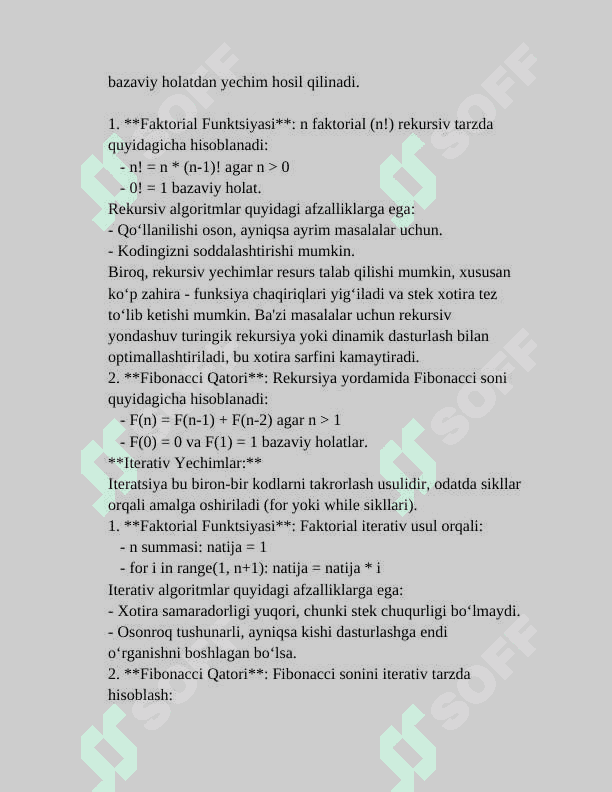 REKURSIV ALGORITMLAR VA ULARNING VAZIFALARI 8