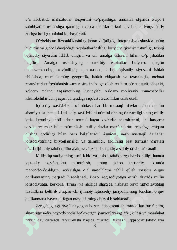 O‘zbekistonning dunyoning rivojlangan davlatlari bilan iqtisodiy hamkorligi 3