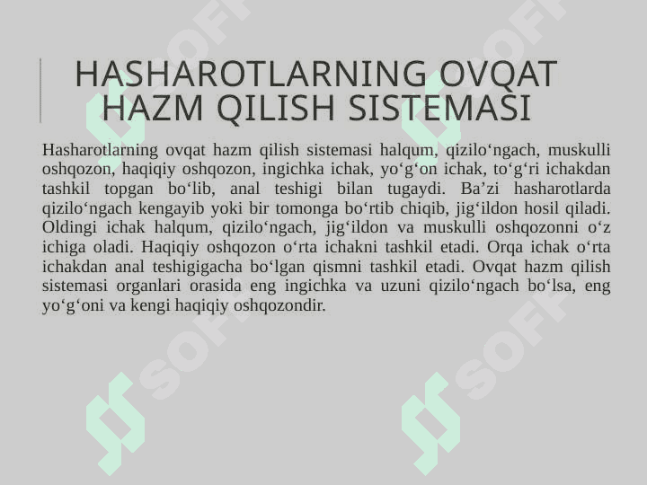 Hasharotlarning ichki tuzilishi 2