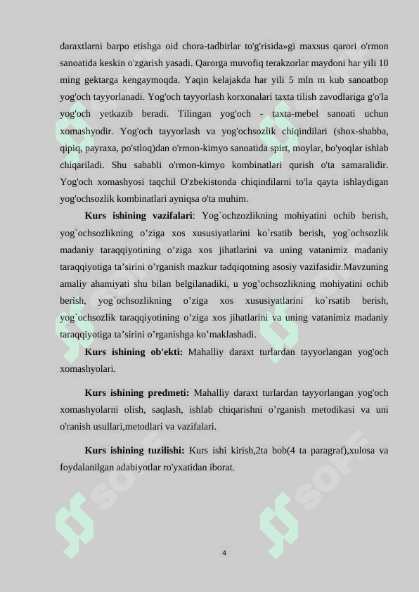 Mahalliy daraxt turlardan tayyorlangan yogoch xomashyolarni olish 4