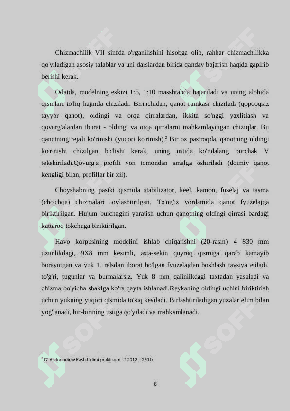 Samolyot modelini loyihalash va modellashtirish 8