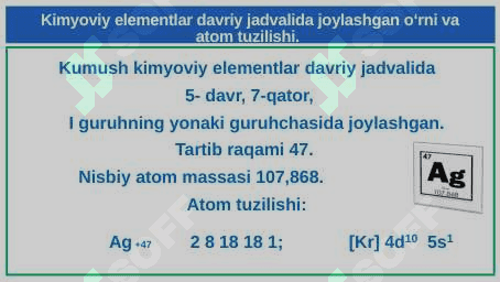 I guruh yonaki guruhcha elementlari. Atom tuzilishi. Xossalari. Mis. 6