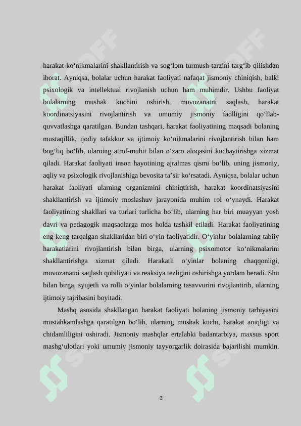 Harakat faoliyatining shakllari va turlari. 3
