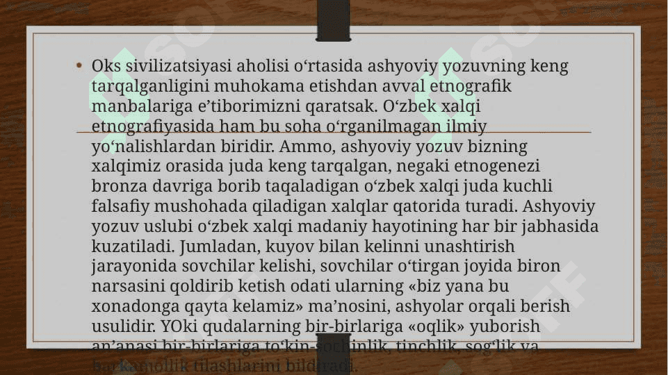 Oks svilizatsiyasining ashyolarga asoslangan yozuv usullari 3