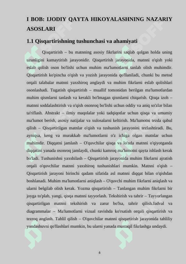 IJODIY QAYTA HIKOYALASH VA BAYON 6
