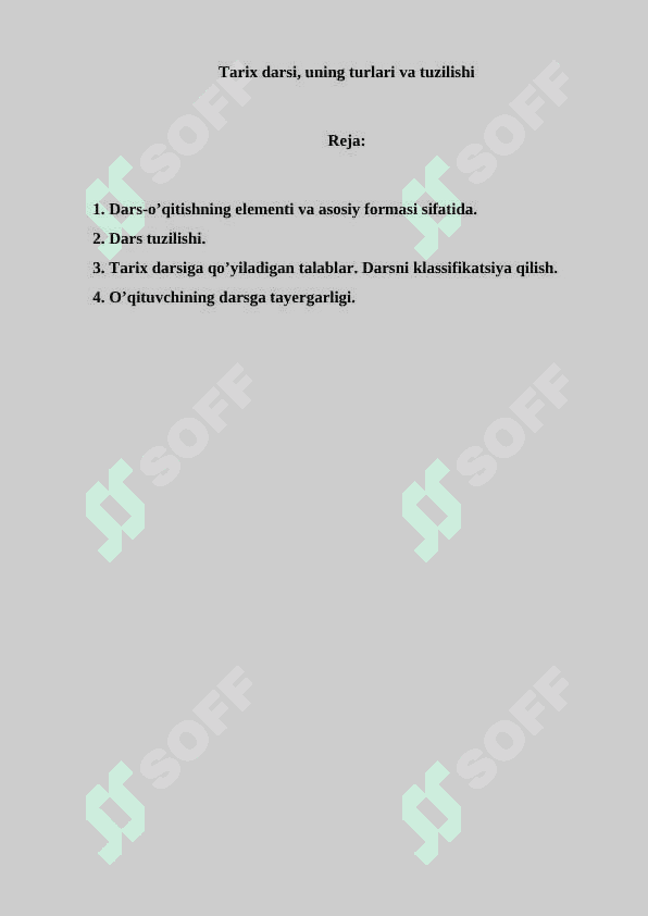 Tarix darsi, uning turlari va tuzilishi 2