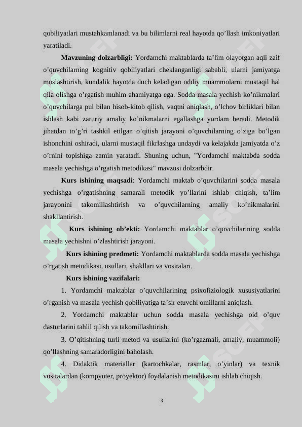 Yordamchi maktabda sodda masala yechishga o’rgatish metodikasi 3