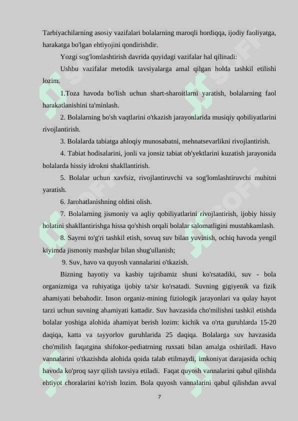 Yozgi dam olish oromgohlari pedagogik faoliyat 7