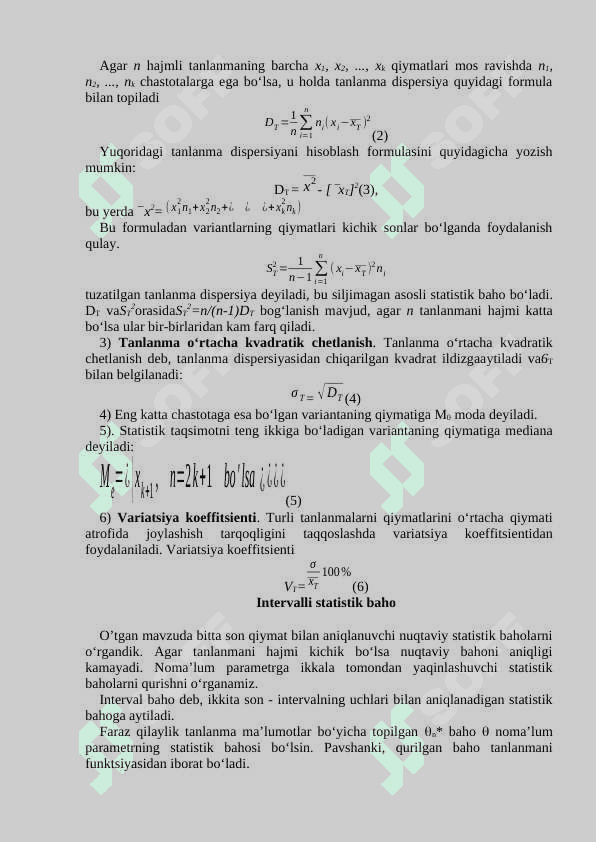 Matematik statistika elementlariga doir misollar yechish. 4