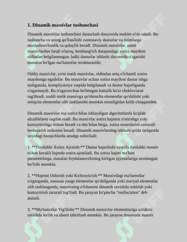 DINAMIK MASSIVLA VA KOʻRSATKICHLAR 3