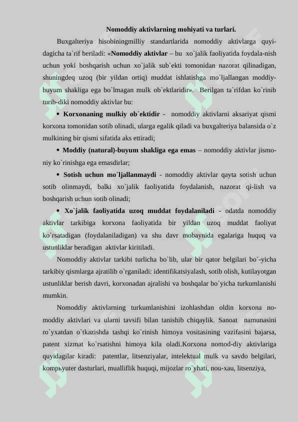 Nomoddiy aktivlar hisobi 4