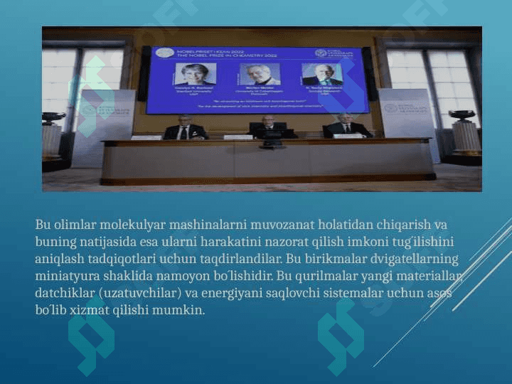 Kimyo sohasidagi Nobel mukofoti  sovrindorlari  va yutuqlari. 3
