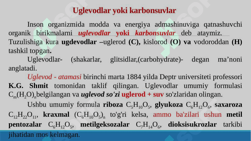 Karbonsuvlarning tuzilishi va funksiyalari 3