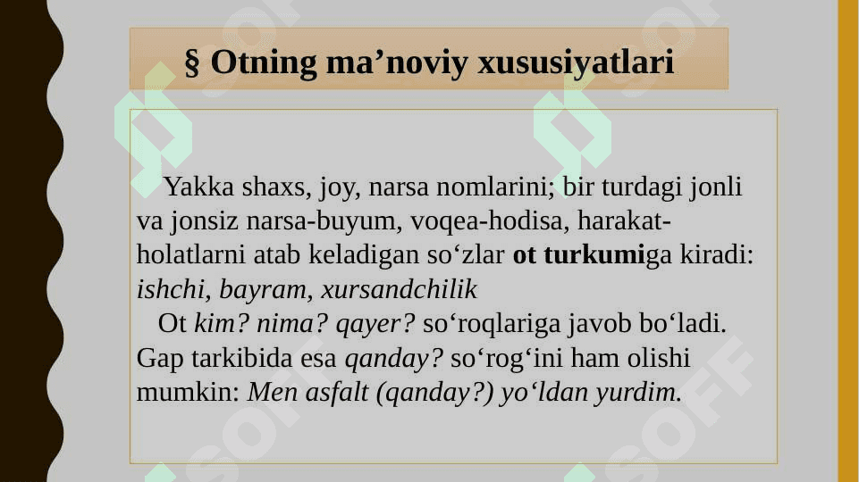 Morfologiya bo‘limi: Ot so‘z turkumi 2