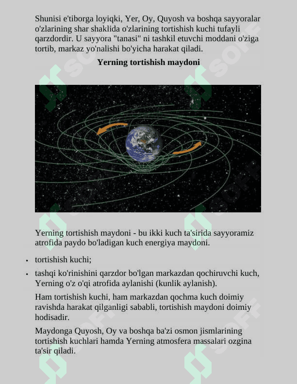 Yerning tortishish maydonida jismlarning harakati 2